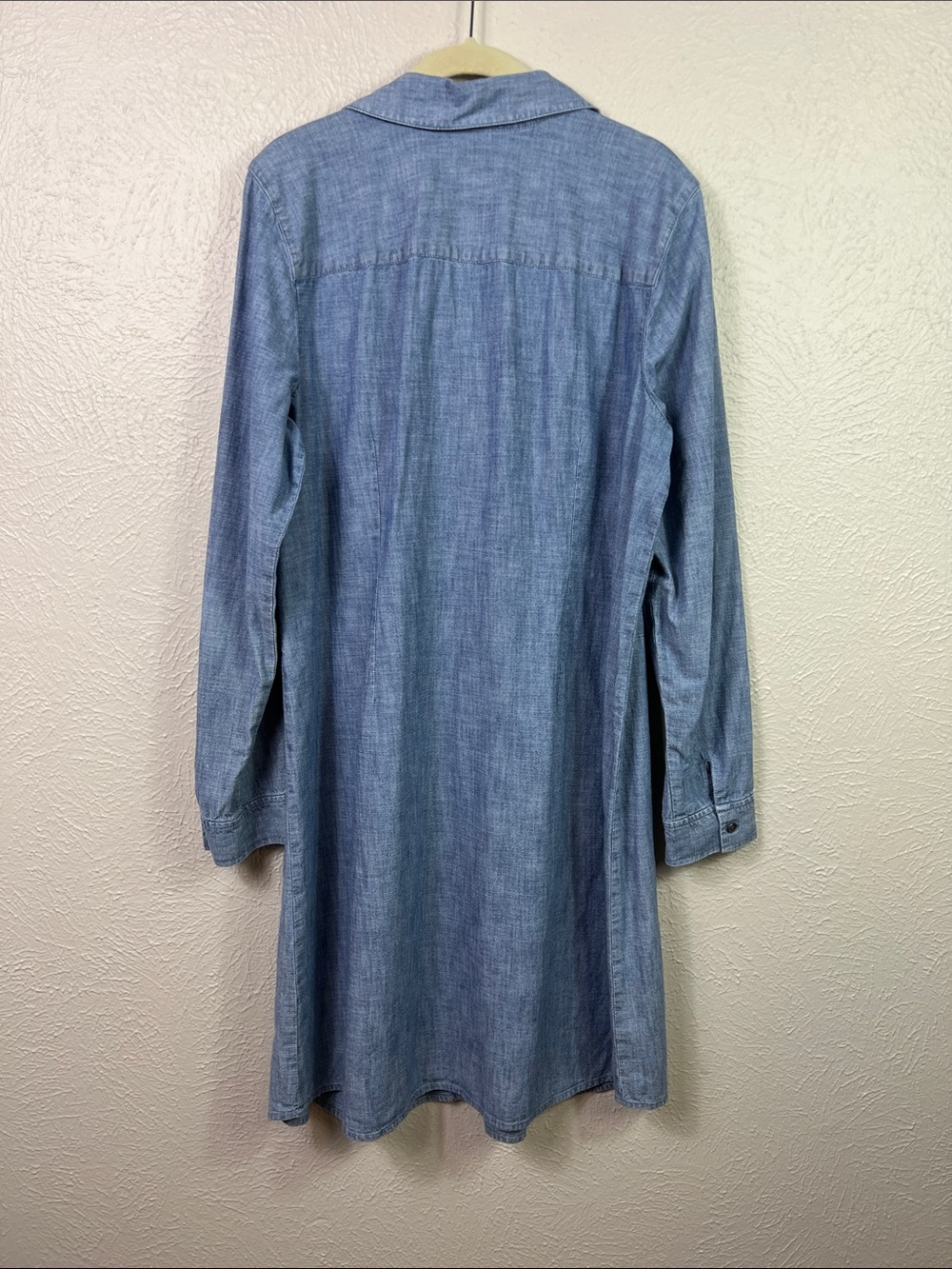 J. Jill Chambray Long Sleeve Button Front Pintuck Cotton Shirt Dress Large - Picture 6 of 6